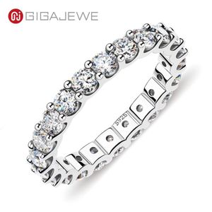 GIGAJEWE GIGAJEWE Moissanite bague d'éternité complète 2 0-2 4ct 3 0mm D VVS1 coupe ronde 925 argent diamant Test réussi femme fille cadeau GM220T