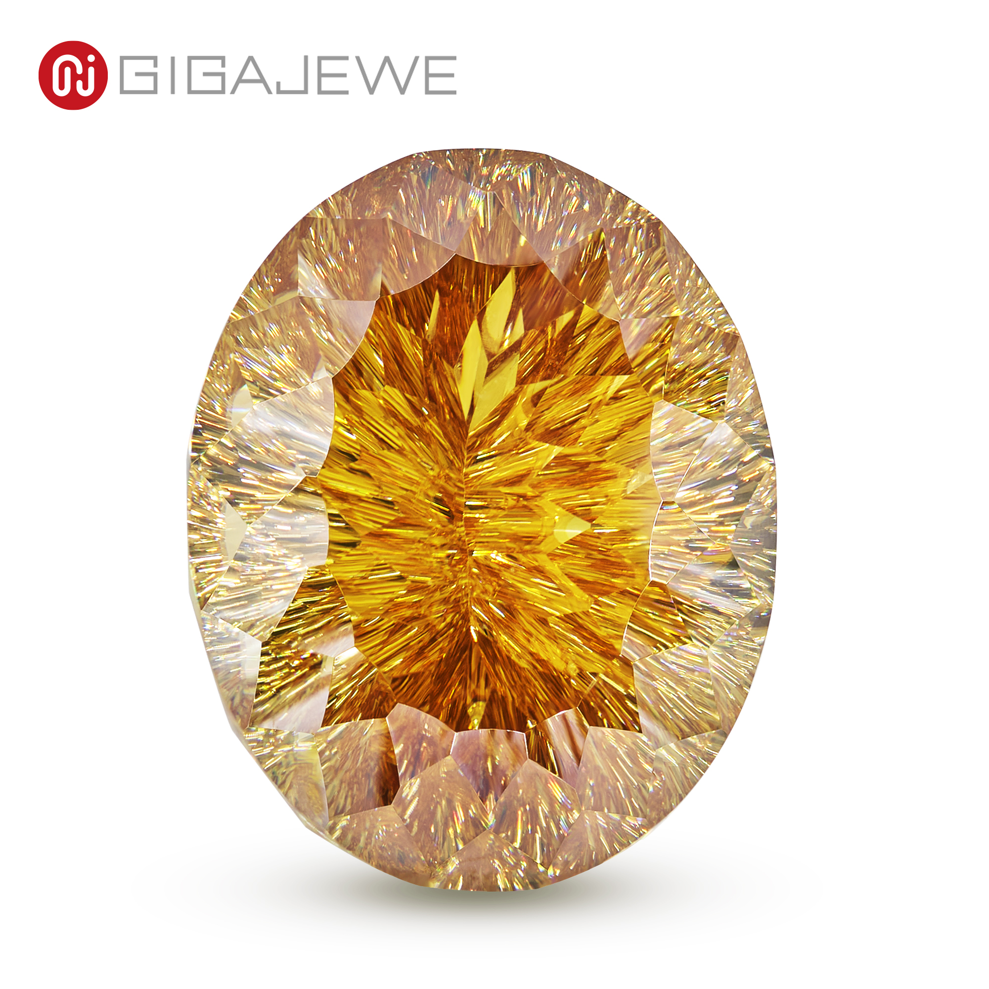 GIGAJEWE Golden Color Oval VVS1 moissanite Demon Eye Cut Handmade Loose Diamond Test Passed Gemstone For Jewelry Making