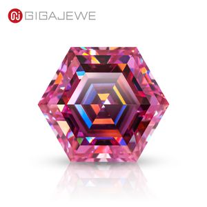 Gigajewe moissanite lâche coupe à la main hexagonale couleur rose couleur vvs1 gemmes premium pour la fabrication de bijoux