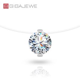 GIGAJEWE Moissanite Kerstketting 3 0ct 9 0mm VVS1 EF Kleur Hangend Ronde Cut Vislijn GMSN-008302J