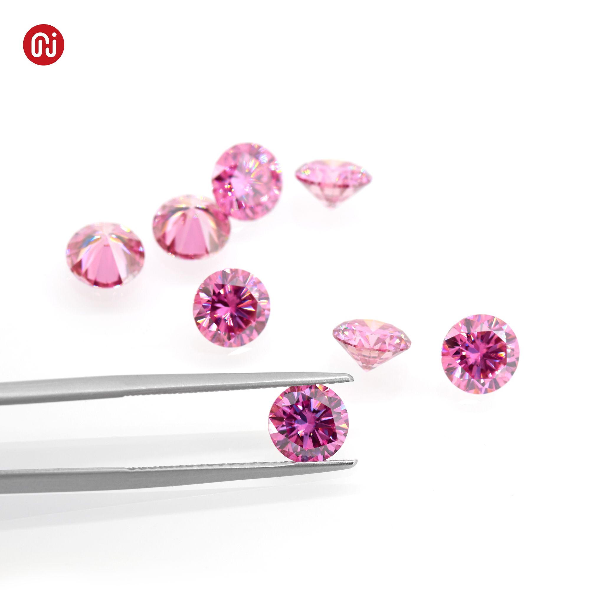 Gigajewe cor rosa rodada corte vvs1 moissanite diamond 3-6.5mm para fazer jóias