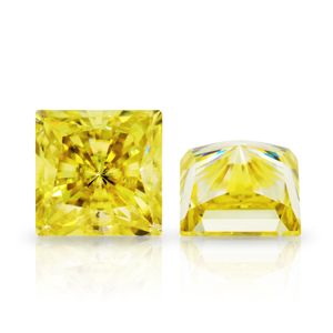 GIGAJEWE princesse coupe couleur jaune vif 5.5-10mm Moissanite diamant en vrac perles synthétiques pour la fabrication de bijoux