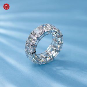 GIGEWE 9K/14K/witgoud 6 * 8 mm stralend geslepen Moissanite ring, jubileumband eeuwigheidsring