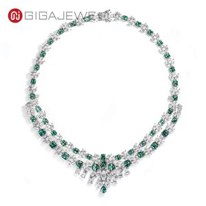 GIGEWE Total 89,45 ct poire cyan et collier moissanite en or blanc taille Asscher