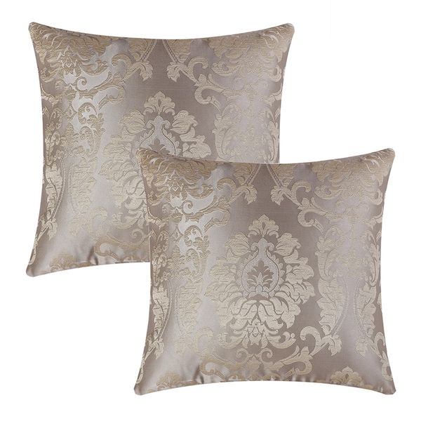 GIGIZAZA 2 Pack Luxe Jacquard Tissu Décoratif Maison Coussin Couverture Pour Canapé Chambre Coussin Housse de Coussin 45x45cm / 50x50cm 210317