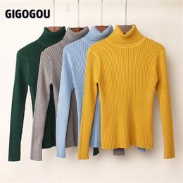 Gigogou dikke coltrui warme vrouwen trui trui herfst winter gebreide femme trek hoge elasticiteit zachte vrouwelijke pullovers trui 201221