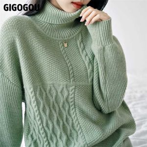 Gigogou Sweater à col roulé chaud épais pour les femmes Pullover S Automne Hiver Knit Jumper Christmas Pull Femme 211011