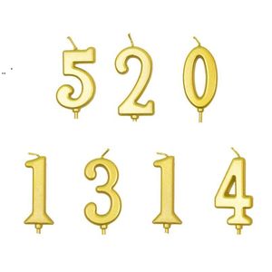 Número dorado patrón pastel de cumpleaños vela parafina niños dorados aniversario fiesta decoración con caja de PVC RRC119