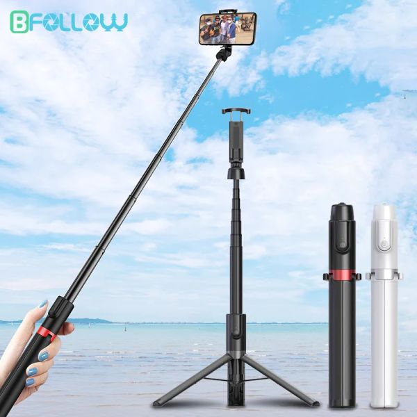 Cardán BFOLLOW 130cm 51 pulgadas de largo Selfie Stick 3 en 1 trípode inalámbrico Bluetooth para teléfono móvil iPhone Huawei Samsung Xiaomi