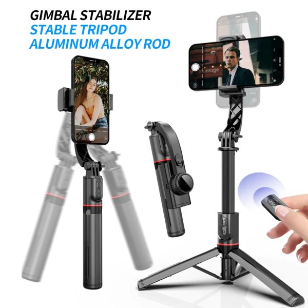 Stabilisateur Bluetooth de cardan portatif à cardan avec trépied selfie Stick cardan pliant pour smartphone Samsung Xiaomi iPhone Huawei