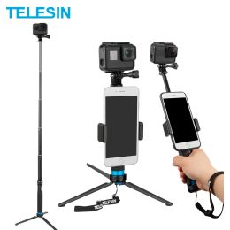 Gimbal Telesin Wysuwany Kij Ze StopU aluminium ze statywem i klips do telefonu dla gopro héros 5 6 7 8 9 10 Insta360 Osmo Action Sjcam