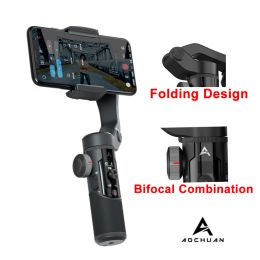 Gimbals aochuan smart xr pliable 3 axe à port manuel stabilisateur de cardan pour smartphone iphone xs max x samsung caméra d'action