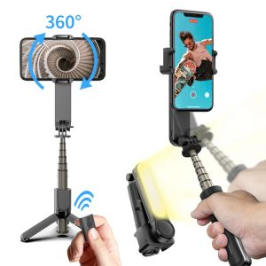 Gimbals Stabilisateur de cardan Selfie Stick Trépied avec lumière de remplissage Bluetooth Action portable à distance pour téléphone Xiaomi Huawei iOS Smartphone