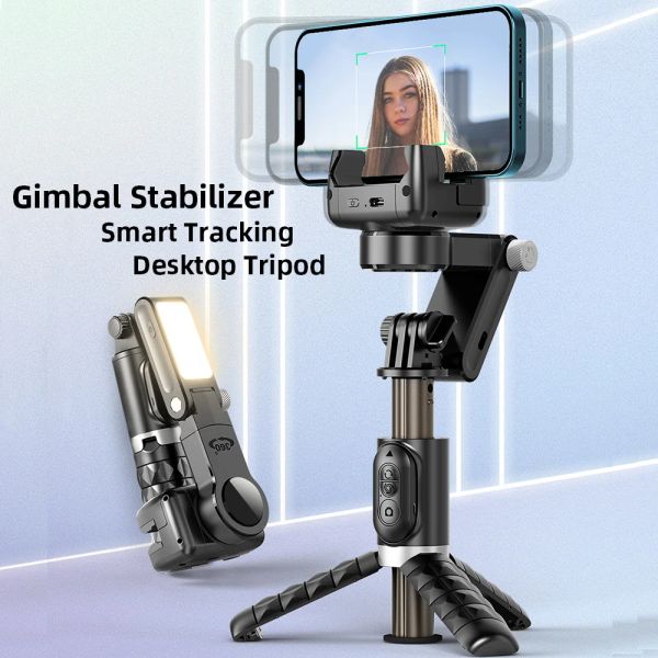 Gimbals Phone Stabilising Desktop Handheld Gimbal Stabilizer Selfie Tripod Fill Light Wireless Remote suivant le mode de prise de vue