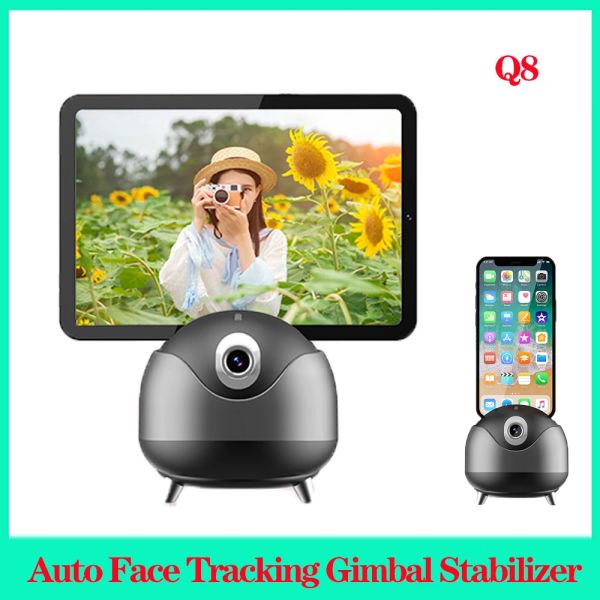 Gimbals Q8 Auto Face Tracking Gimbal Stabilizer AI Suivi Video Tripod Téléphone Tablet Suivi du suivi 360 Rotation Selfie Stick