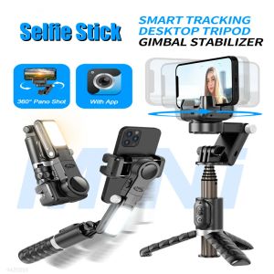 Gimbals Roreta Nouveau stabilisateur de cardan uniaxial trépied pliable de bâton de selfie sans fil stabilisateur de monopode avec obturateur Bluetooth Light Light