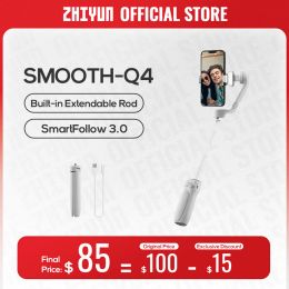 Gimbals Zhiyun Official Smooth Q4 Smartphone Gimbal 3axis Handheld Stabilizer voor iPhone 15 Pro Max/Huawei/Samsung/Xiaomi Telefoon Gimbals