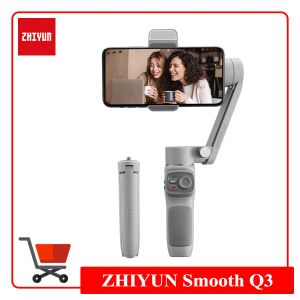 Gimbals Zhiyun Smooth Q3 Smartphone Gimbal 3axis Flexible Phone Handheld Stabiliszer avec une lumière de remplissage pour iPhone Xiaomi Huawei Samsung