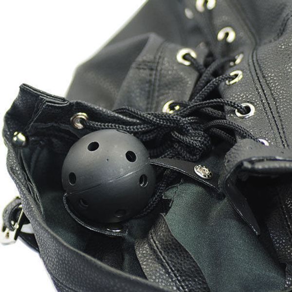 Gimp Head Mask Capucha con los ojos vendados Bondage Negro Cuero sintético Fetiche Kinky RolePlay #R172