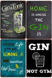 Gin Rezept Vintage Metall Blechschilder Negroni Martini Cocktail Poster Pub Bar Party Wanddekoration Gintleman Lustige Plakette 20 cm x 30 cm Woo