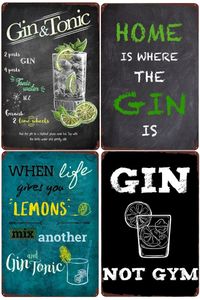 Gin recept vintage metalen tinnen borden negroni martini cocktail poster pub bar party muur decor gintleman grappige plaque 20cmx30cm woo