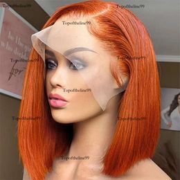 Ginger 13x4 Frontal Wig Colored Lace Front Short Bob Bob Human Hair Wigs Pré-cueillet 4x4 Édition originale