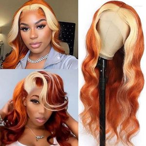 PerisModa – perruque Body Wave ombrée Blonde gingembre, cheveux naturels, Lace Front Transparent, 13x4, haute qualité