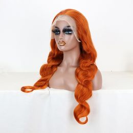 Gingembre Orange 13x4 HD Lace Front perruques de cheveux humains pour les femmes noires vague de corps gingembre perruque pré plumée délié avec des cheveux de bébé 150% densité