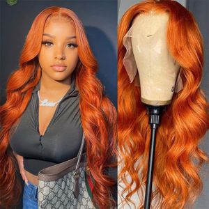 Ginger Orange Body Wig synthétique blonde blonde en dentelle à vague en vrac pour les femmes