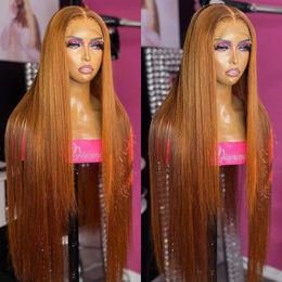 Ginger Orange Couleur 13x4 Lace Front Fair Heuvrages Perruques pour femmes 13x6 Ginger Lace Lace Front Ferme humaine Brésilien sans gluant