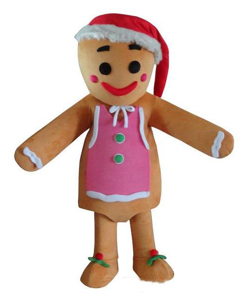 Traje de mascota de hombres de pan de jengibre - Traje completo de Navidad para adultos - Costo de envío gratis
