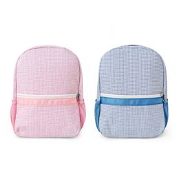 Vichy rose enfant en bas âge sac à dos seersucker doux coton sac d'école bébé bleu enfants livre sacs garçon Gril fourre-tout préscolaire avec poches en filet DOMIL1061859