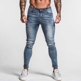 Gingtto Heren Skinny Jeans Faded Blue Middle Taille Classic Hip Hop Stretch Broek Katoen Comfortabele Drop Supply ZM46 210622