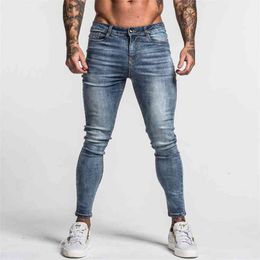 Gingtto Heren Skinny Jeans Faded Blue Middle Taille Classic Hip Hop Stretch Broek Katoen Comfortabele Drop Supply ZM46 210716