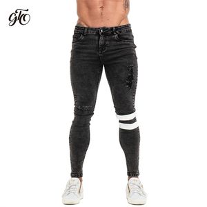 Gingtto Skinny Jeans Hommes Slim Fit Ripped s Big and Tall Stretch Bleu pour taille élastique en détresse zm52 210723