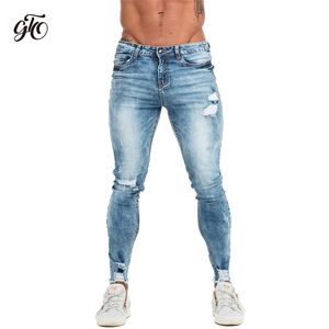 Gingtto Skinny Jeans Hommes Slim Fit Ripped Hommes Jeans Grand et Grand Stretch Bleu Hommes Jeans pour Hommes Distressed Taille Élastique zm63 210319