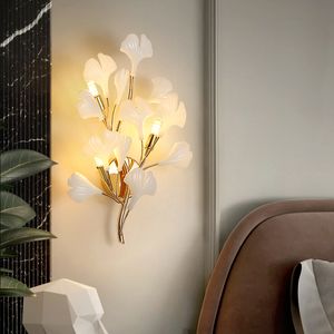 Ginkgo Biloba Wandlampen Woonkamer Bank Achtergrond LED Muren Lamp Creatieve Veranda Gangpad Eenvoudige Nordic Slaapkamer Bedlampjes