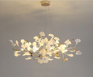 Ginkgo feuille décoration cuisine salle à manger lustre lampes nordique créatif lumière luxe Art Fine fleur chambre salon