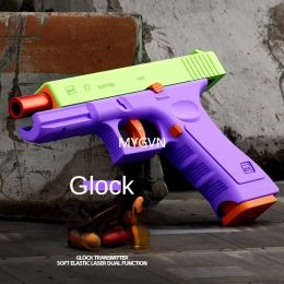 GIock – pistolet jouet Laser multifonctionnel à balles souples, coque éjectée, pistolet à tir continu manuel, Double chargeur avec accessoire cible Cs