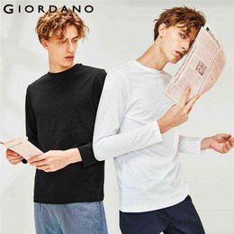 Giordano Heren T-shirt 2-Pack Lange Mouw Solid Tee Shirt Homme 100% Katoen Pack van 2 Camiseta Masculina Multi Color T-shirt Mannen G1229