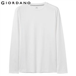 Giordano Mannen T-shirt 2-Pack Lange Mouw Solid Tee Shirt Homme 100% Katoen Pack van 2 Camiseta Masculina Multi Color T-shirt Mannen Y0322