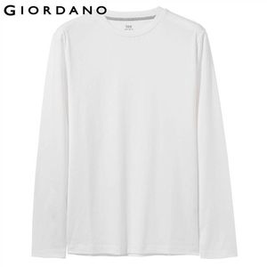 Giordano Men T Shirt 2-Pack Long Sleeve Solid Tee Shirt Homme 100% Cotton Pack de 2 Camiseta Masculina Multi Color T-Shirt Men Y0322