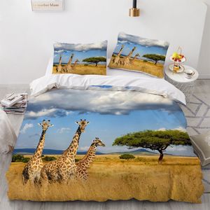 Giraffe dekbedoverkapset King/Queen Size, Tropical Safari Animal Dekmforter Cover, Funny Giraffe Print Bedding Set for Kids Teens