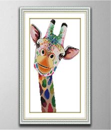 Girafe maison fait à la main point de croix artisanat outils broderie couture ensembles compté impression sur toile DMC 14CT 11CT6444906
