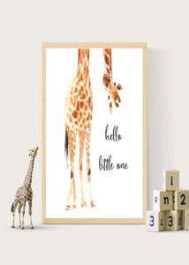 Girafe Imprimer Bonjour Petit Pépinière Mur Art Toile Peinture Nordique Affiche Mur Photo Bébé Fille Garçon Cadeau Enfants Chambre Décor6178387