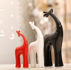 Jirafa Estatua Simulación Familia Ciervo Animal Cerámica ArtCraft Accesorios para el hogar Parejas Regalo