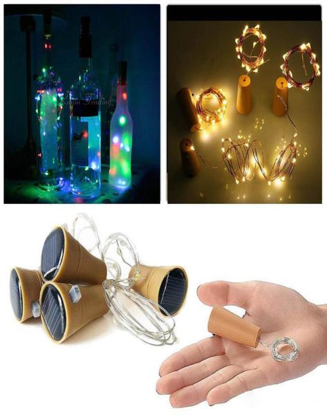 Girban 10 LED Solar Wine bouteille Stopper Copper Fairy Strip Wire de fête extérieure Décoration Night Lampe DIY LIGNE DE CORC STRING 6139054