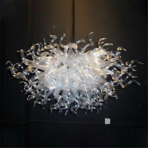 Lustre en cristal de verre soufflé à la main LED lampes suspendues d'art blanc W80x60CM éclairage intérieur décoration de salon moderne