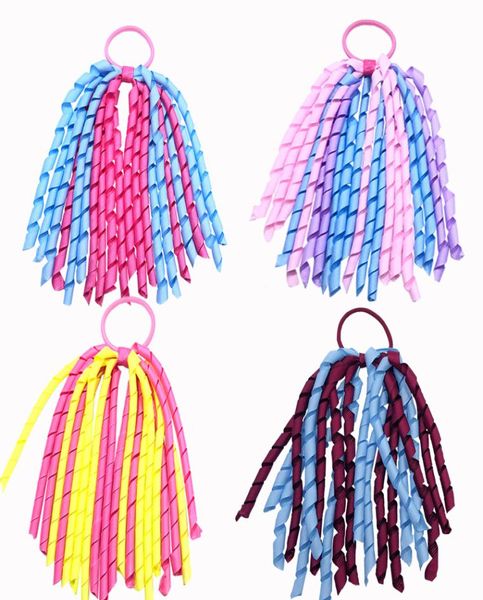 Fille 5quot O Akorker Porte-queue de cheval korkers Rubans bouclés banderoles boucheuse cheveux pompons arcs fleur élastique boosters scolaires h1460316