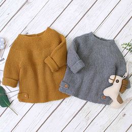 Fille automne hiver mignon à manches longues pull tricoté filles couleur Pure chandails pour enfants vêtements 210429